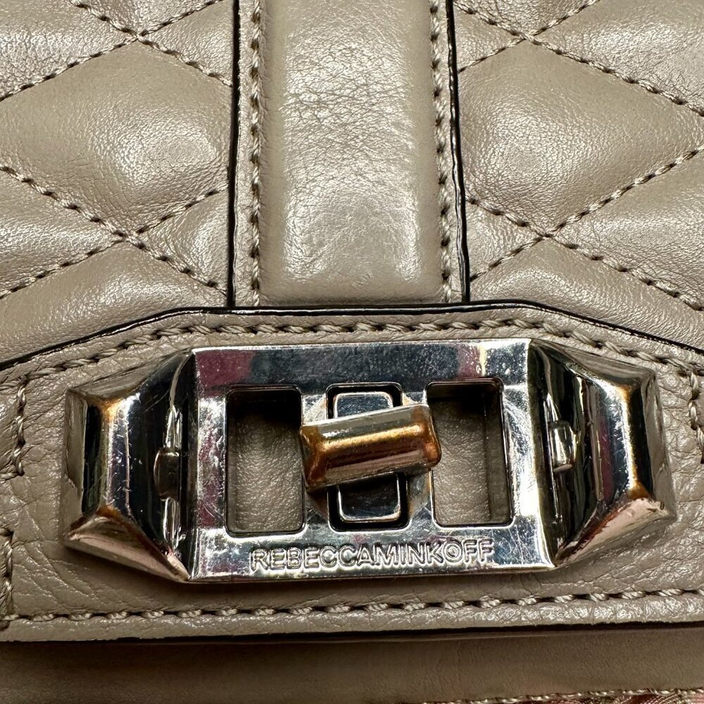 Rebecca Minkoff Leather Love Clutch Handbag WOC Mink Chain Strap - Picture 8 of 9